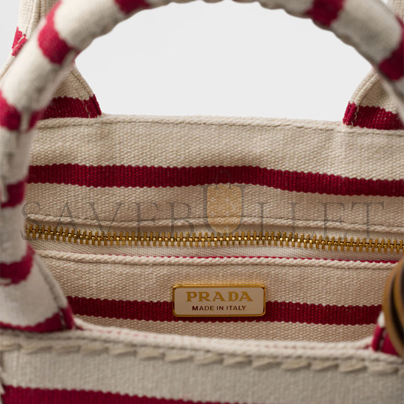 Pra*a jardiniÈre striped cotton canvas mini bag 1ba038 (22*15*13cm)